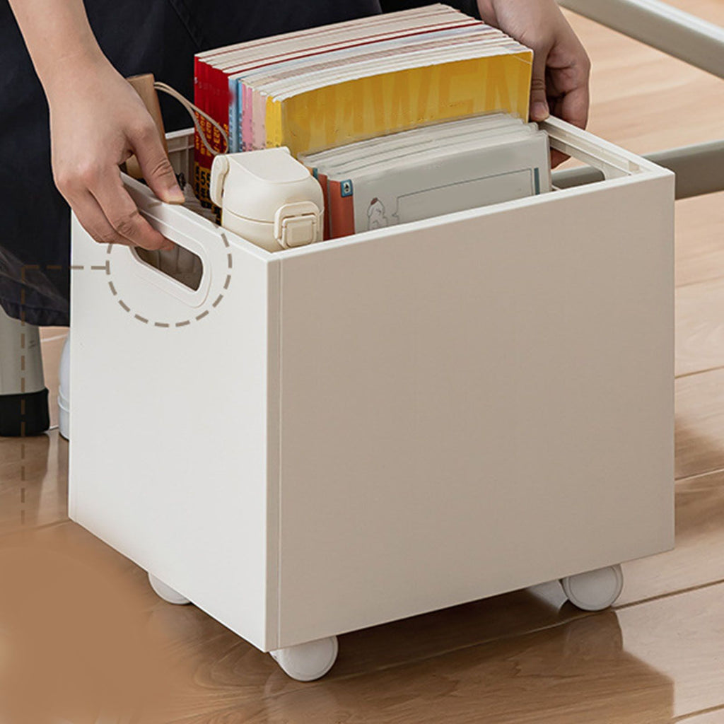 Book Storage Box with Dual Side Handles Stackable 50kg Load Bearing Multifunctional Use File Storage Bins With Wheel