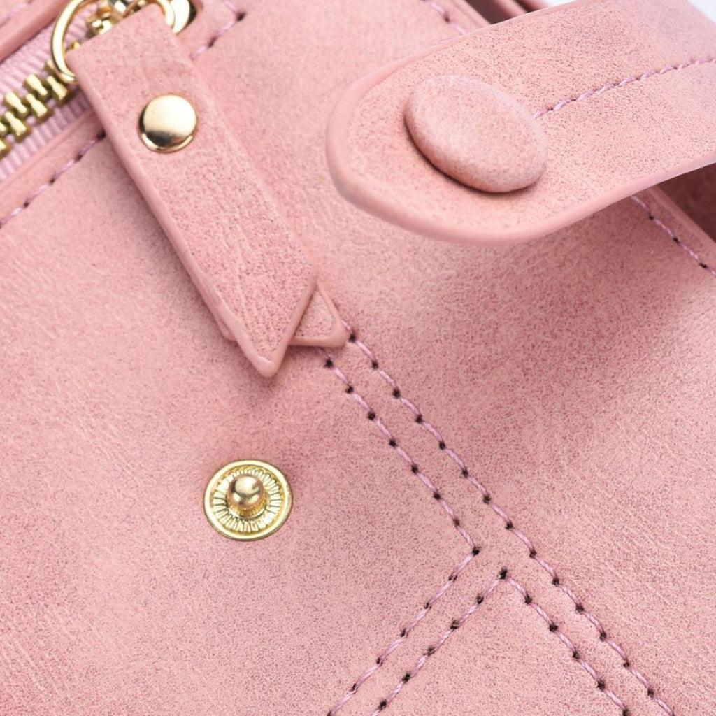 Women Wallet PU Leather Short Small Size Multiple Slots Card Holder Coin Purse for Daily Life Pink