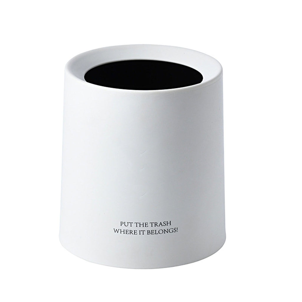 Desktop Trash Can Animal Pattern Cute Portable Mini Waste Basket for Study Office 1.5L White