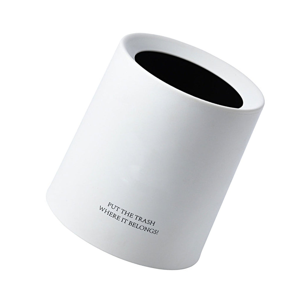 Desktop Trash Can Animal Pattern Cute Portable Mini Waste Basket for Study Office 1.5L White