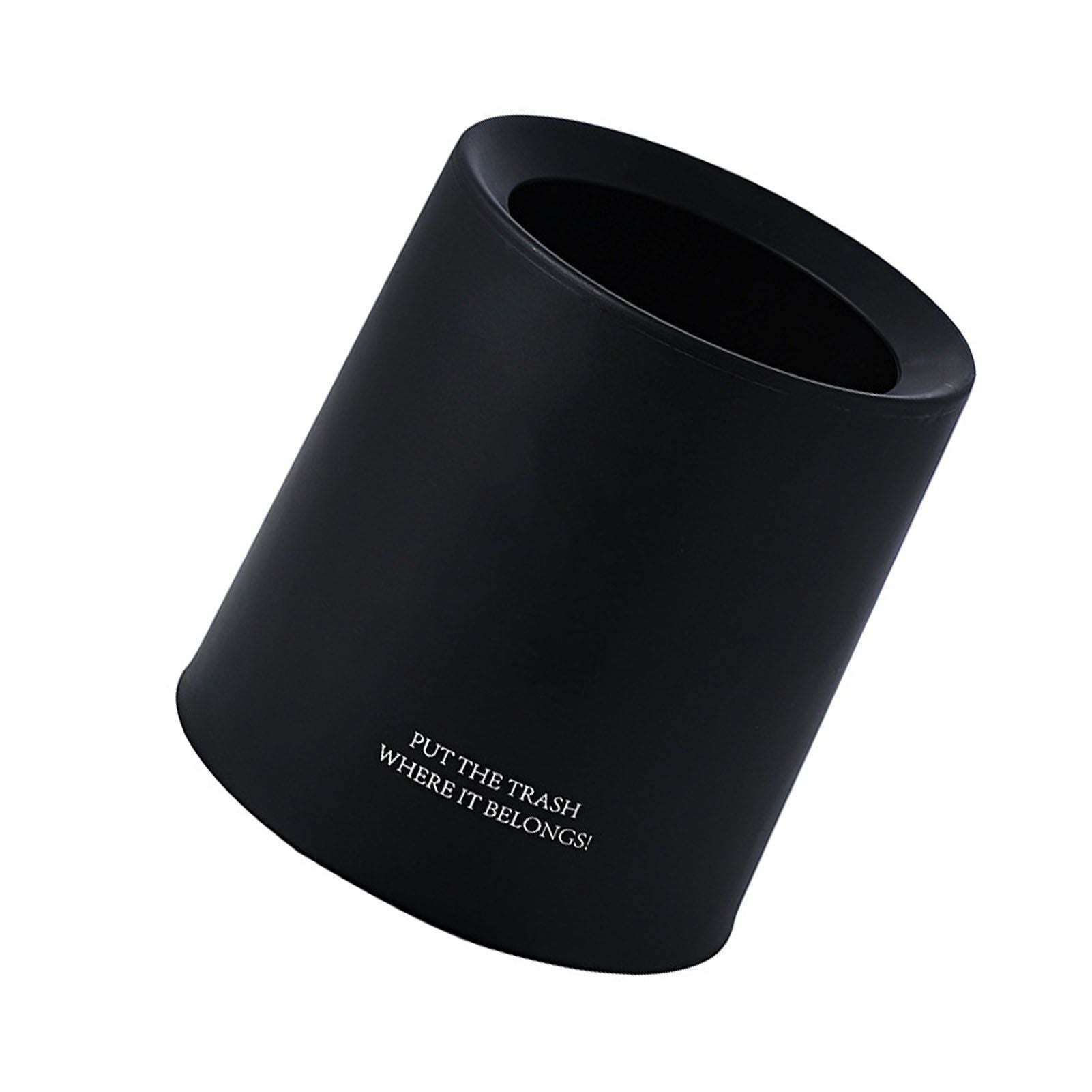 Desktop Trash Can Animal Pattern Cute Portable Mini Waste Basket for Study Office 1.5L Black