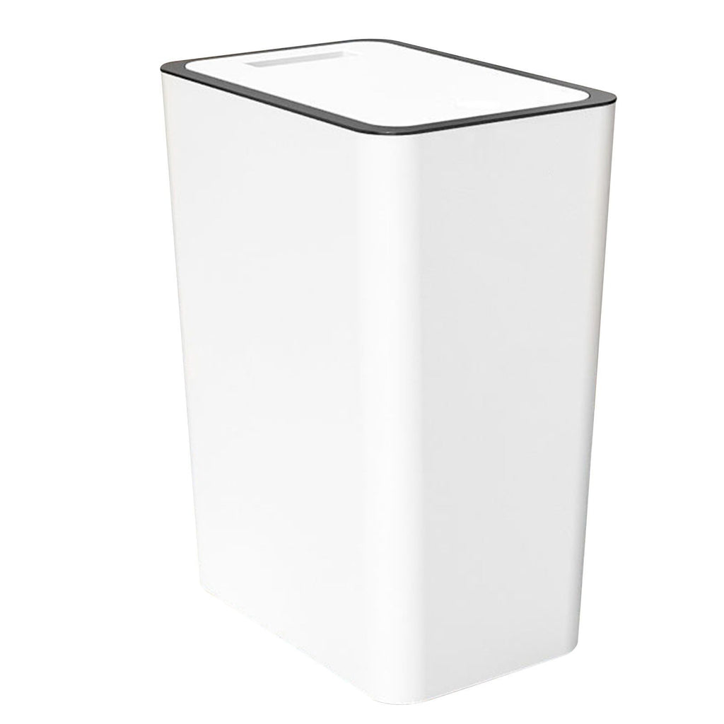 Press Type Trash Can with Cover 15L Capacity Plastic Garbage Bin for Bathroom Toilet Kitchen White