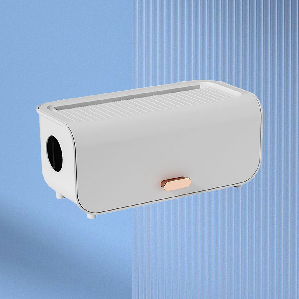 Cable Management Box Plastic Easy Assemble Safety Protection Cord Organizer Box for Power Strips Chargers Adapters Wires White
