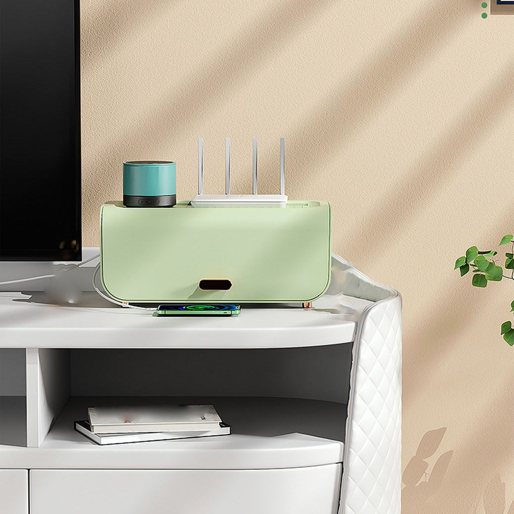 Cable Management Box Plastic Easy Assemble Safety Protection Cord Organizer Box for Power Strips Chargers Adapters Wires White