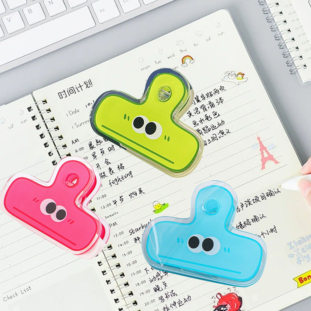 Stationery Clip Plastic Cute Cartoon Double Sided Multifunctional Long Tail Document Clamps For Office Supplies Binder Paper Green Expression