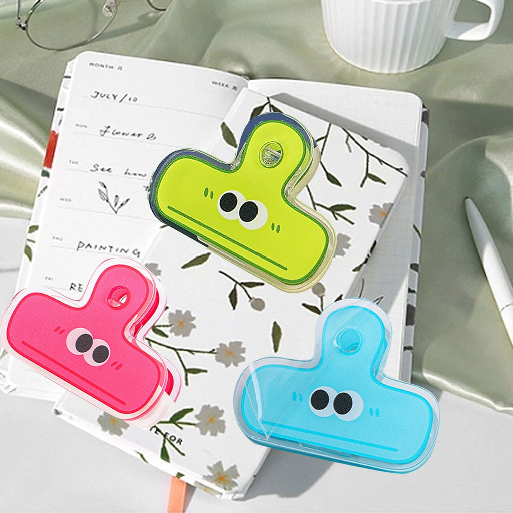 Stationery Clip Plastic Cute Cartoon Double Sided Multifunctional Long Tail Document Clamps For Office Supplies Binder Paper Red Expression