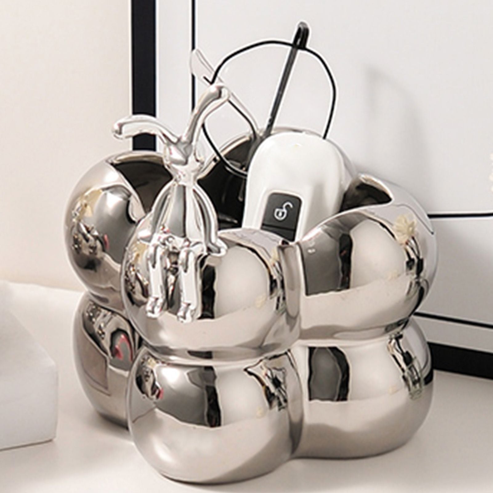 Storage Box Ceramic Modern Exquisite Rabbit Shape Decoration Multi Purpose Organizer Box for Cosmetics Keys Home Decor Silver