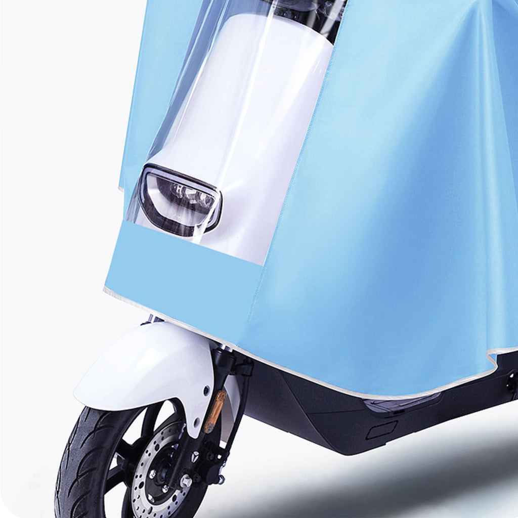 Electric Motorcycle Rain Cape Extended Full Body with Helmet Rainstorm Proof for Mobility Scooter Bicycle Cycling Sky Blue XXXXL