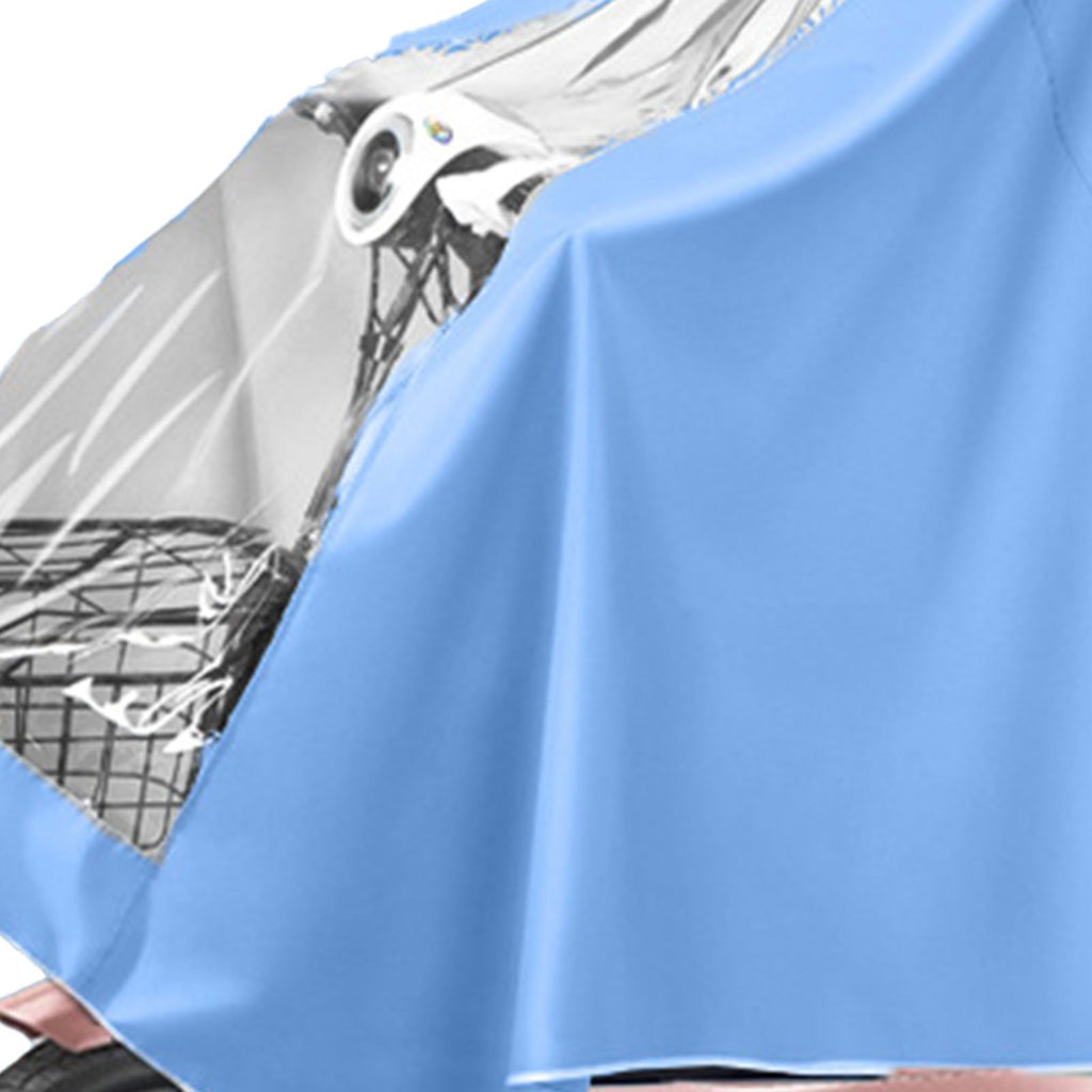Electric Motorcycle Rain Cape Extended Full Body with Helmet Rainstorm Proof for Mobility Scooter Bicycle Cycling Sky Blue XXXL
