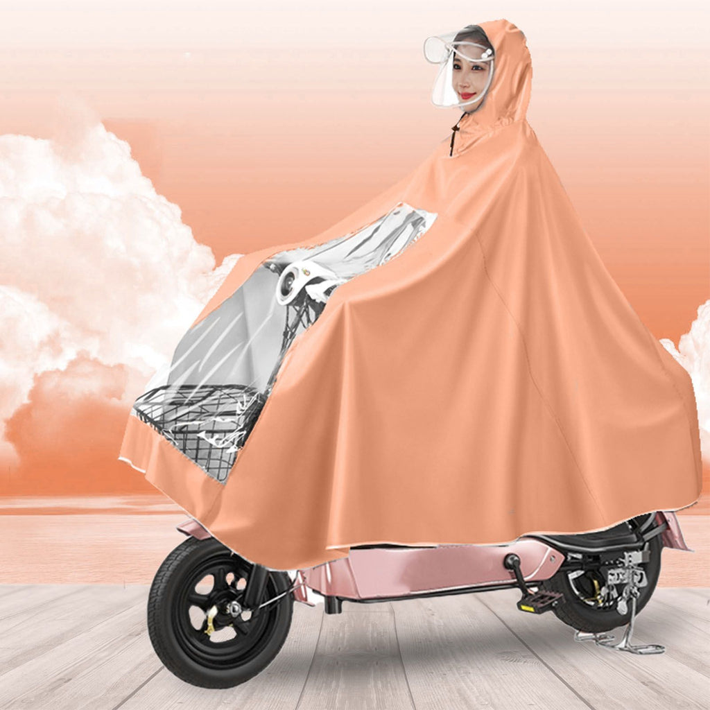 Electric Motorcycle Rain Cape Extended Full Body with Helmet Rainstorm Proof for Mobility Scooter Bicycle Cycling Orange XXXXL