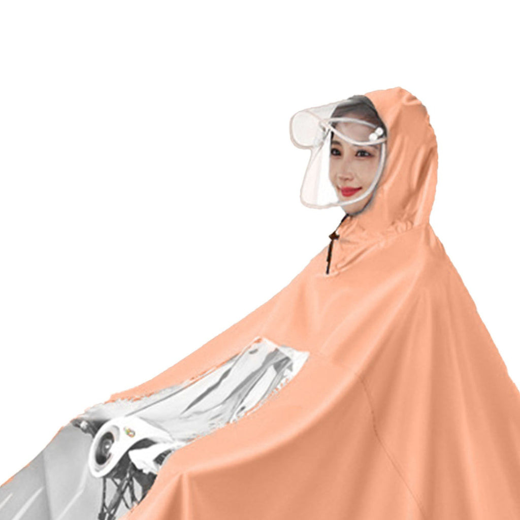 Electric Motorcycle Rain Cape Extended Full Body with Helmet Rainstorm Proof for Mobility Scooter Bicycle Cycling Orange XXXXL