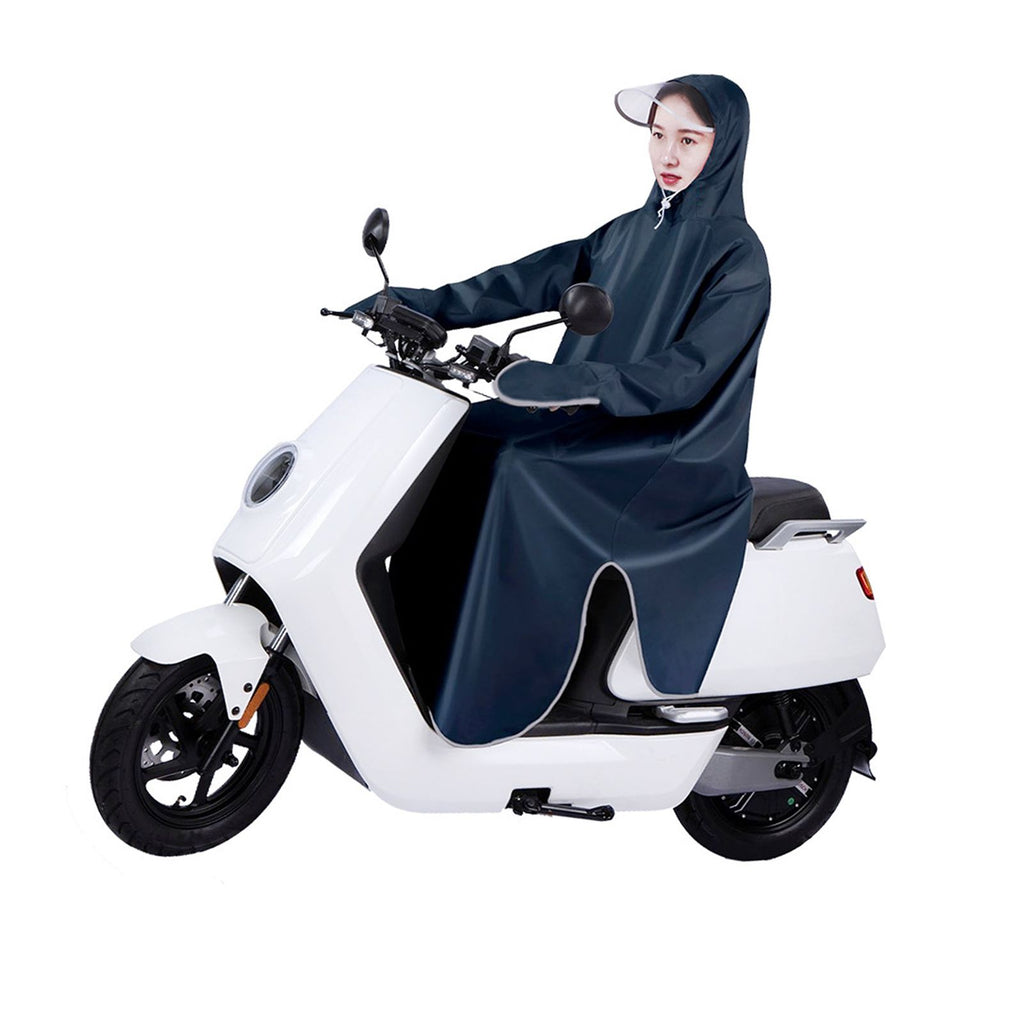 Electric Bike Raincoat Enlarged Protection Oxford Cloth Adults Sleeve Rain Poncho for Cycling Navy Blue 5XL