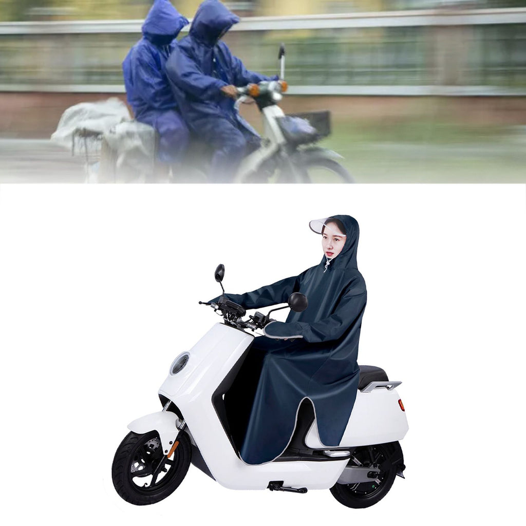 Electric Bike Raincoat Enlarged Protection Oxford Cloth Adults Sleeve Rain Poncho for Cycling Navy Blue 5XL