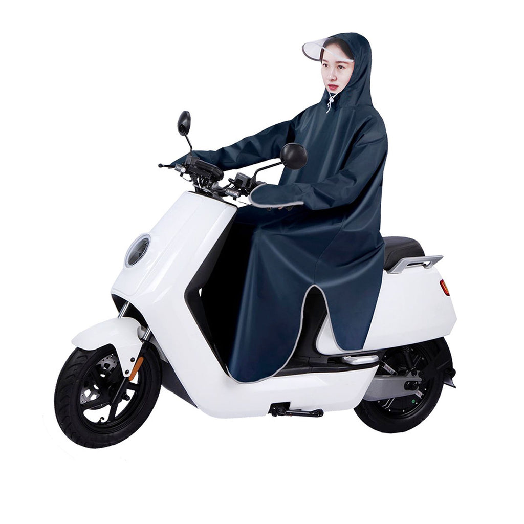Electric Bike Raincoat Enlarged Protection Oxford Cloth Adults Sleeve Rain Poncho for Cycling Navy Blue 5XL