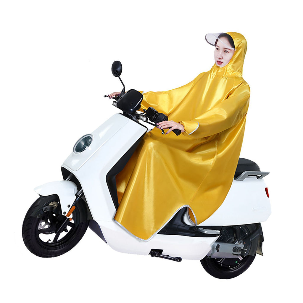 Electric Bike Raincoat Enlarged Protection Oxford Cloth Adults Sleeve Rain Poncho for Cycling Golden Yellow 5XL