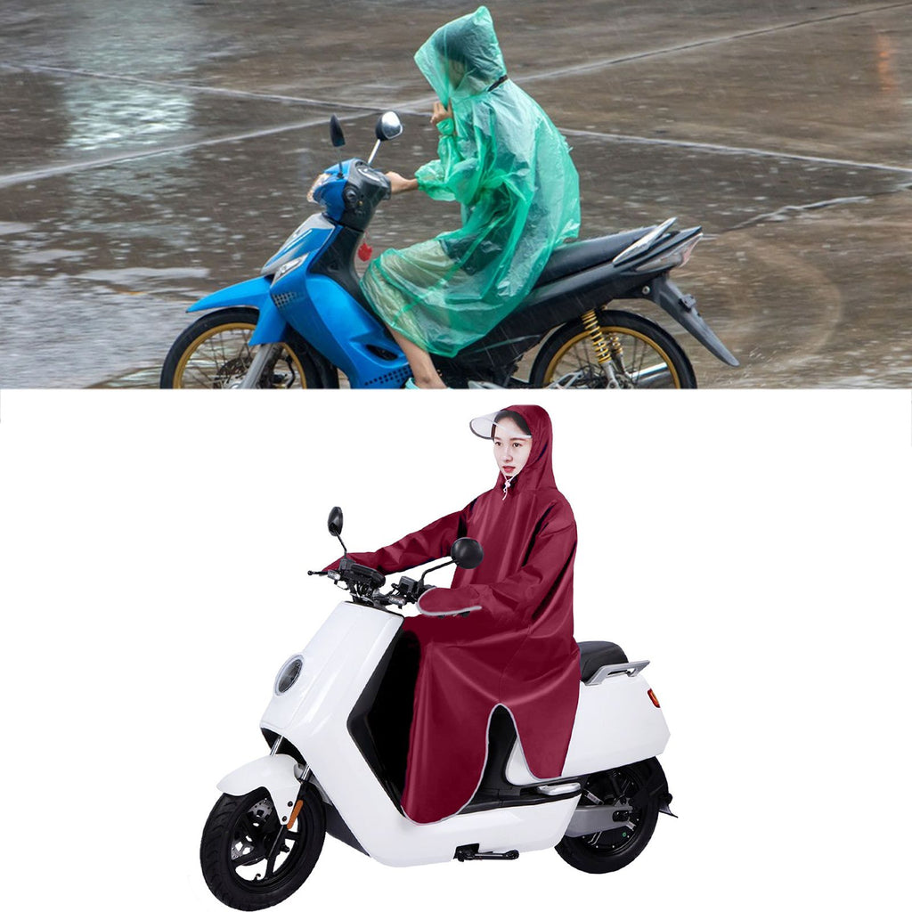Electric Bike Raincoat Enlarged Protection Oxford Cloth Adults Sleeve Rain Poncho for Cycling Wine Red 5XL