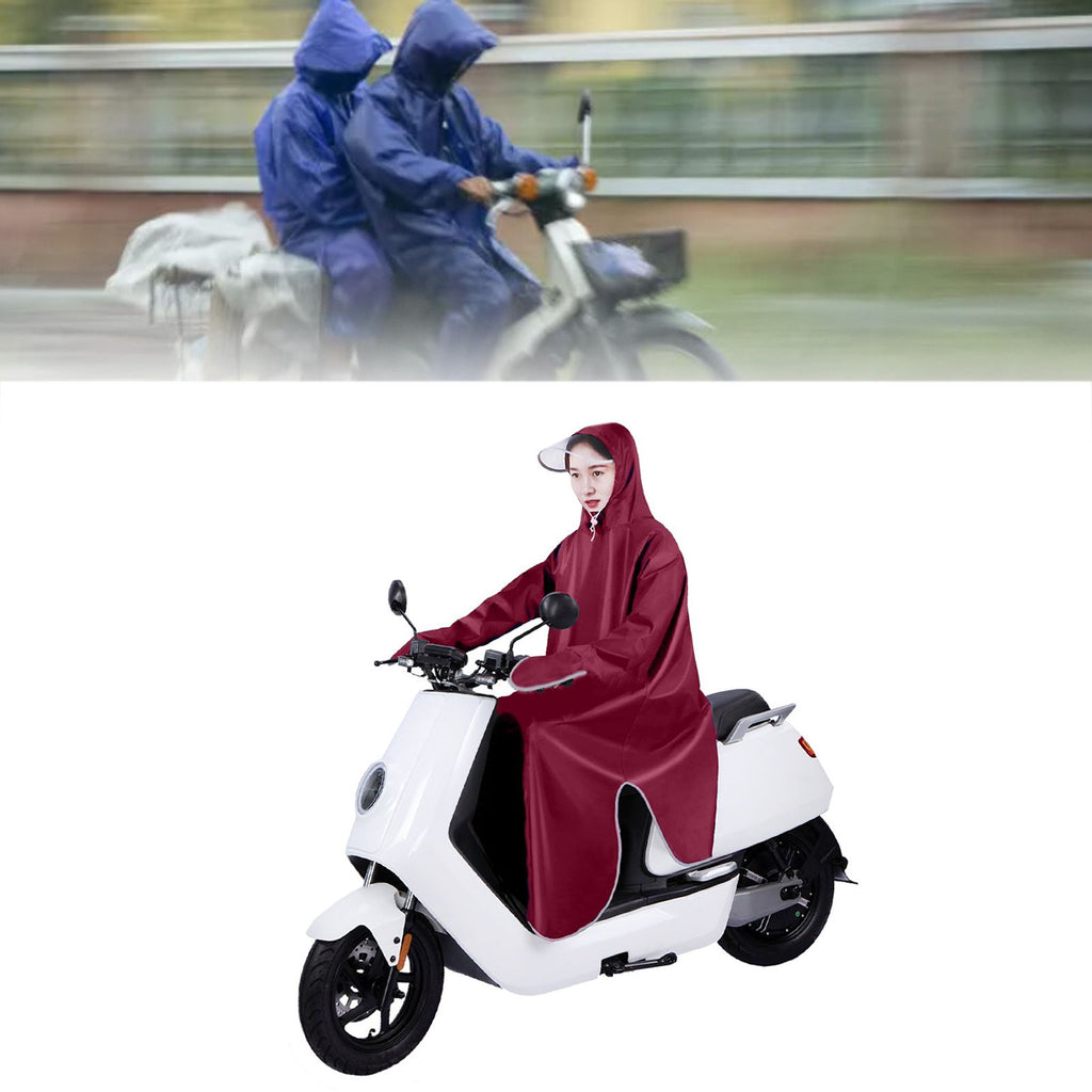 Electric Bike Raincoat Enlarged Protection Oxford Cloth Adults Sleeve Rain Poncho for Cycling Wine Red 5XL
