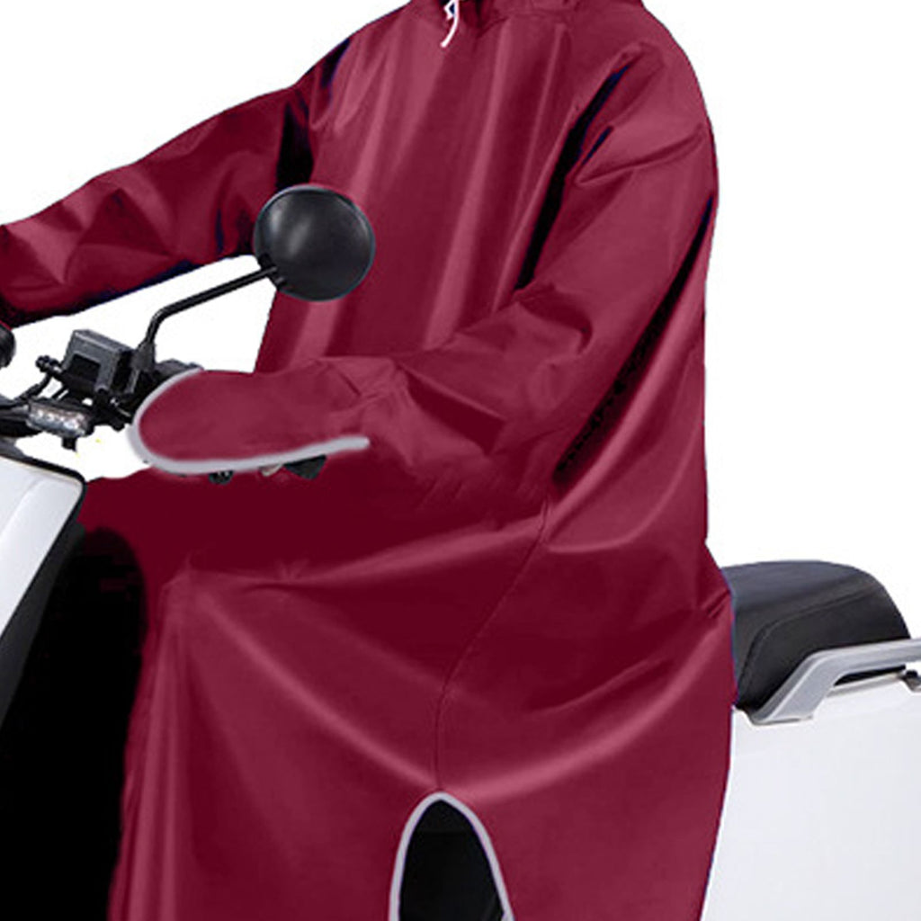 Electric Bike Raincoat Enlarged Protection Oxford Cloth Adults Sleeve Rain Poncho for Cycling Wine Red 5XL