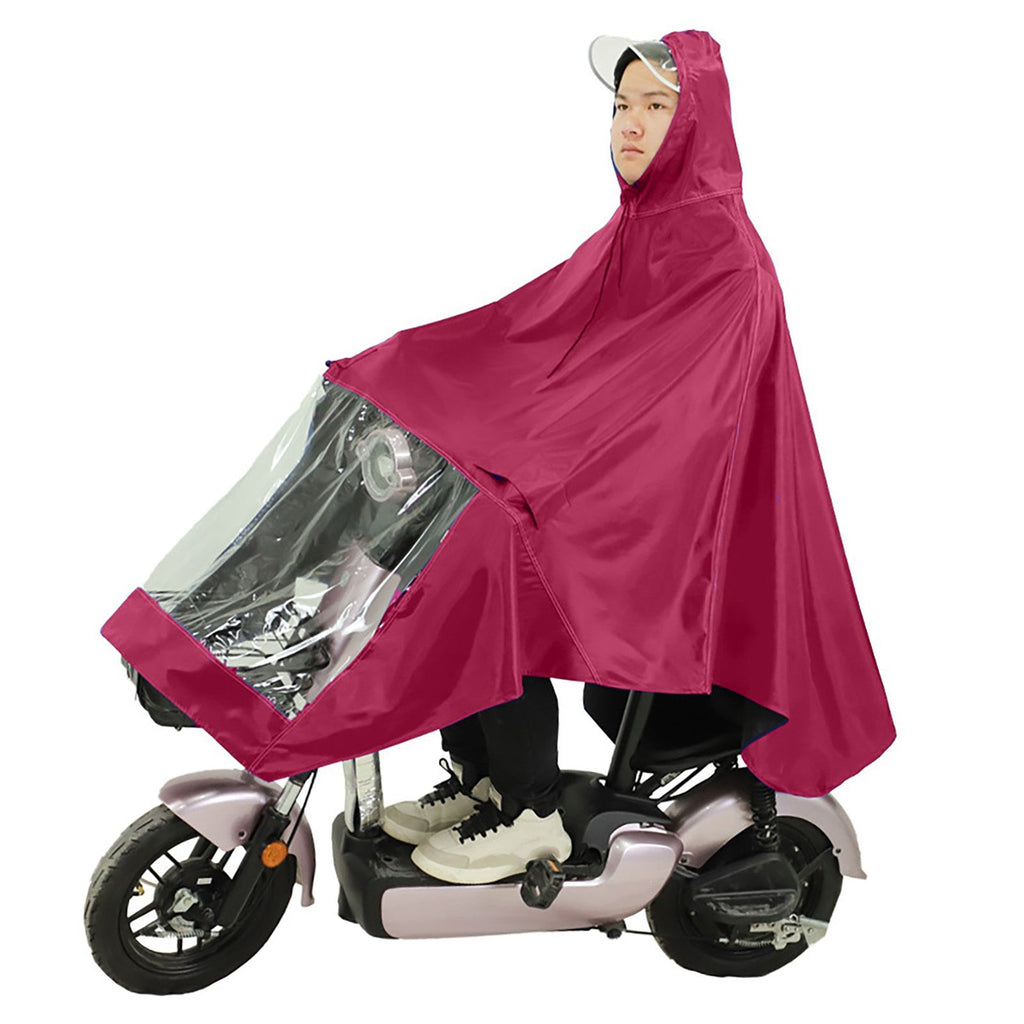 Motorcycle Rain Poncho Rainstorm Protection Unisex Single Oxford Cloth Motorcycle Adult Raincoat for Electric Bike Jujube Red