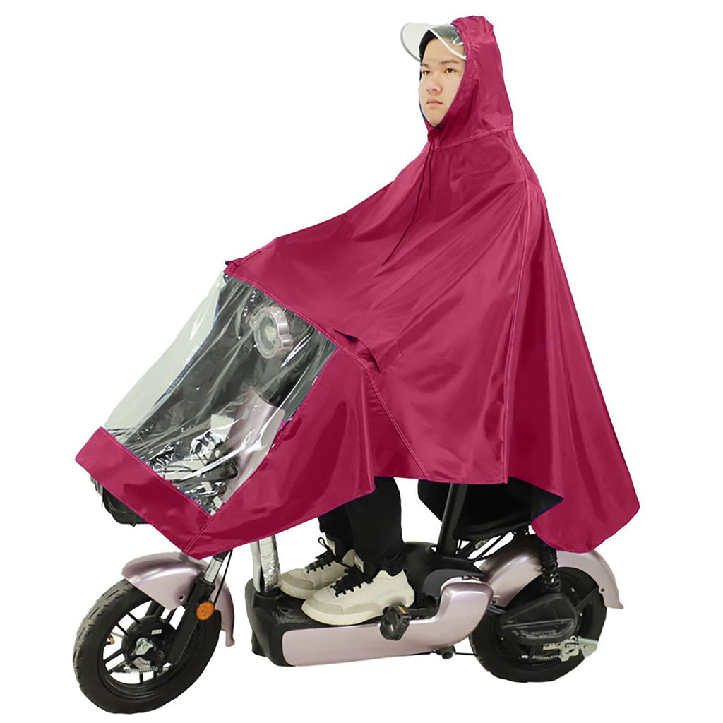 Motorcycle Rain Poncho Rainstorm Protection Unisex Single Oxford Cloth Motorcycle Adult Raincoat for Electric Bike Jujube Red
