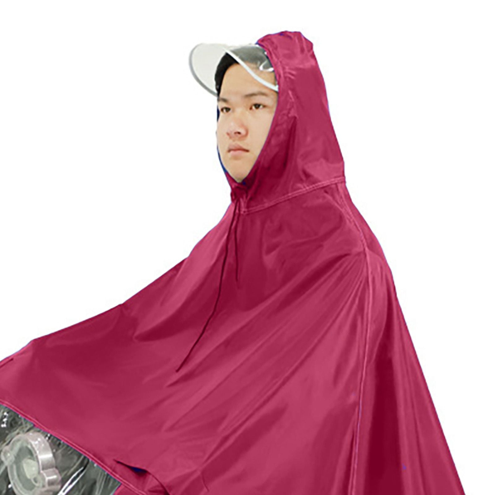 Motorcycle Rain Poncho Rainstorm Protection Unisex Single Oxford Cloth Motorcycle Adult Raincoat for Electric Bike Jujube Red