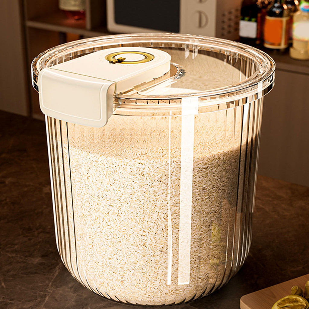 Rice Container Clear Rice Storage Bin Airtight Rice Bucket for Dry Food Grain Flour Soybean Kitchen Pantry Countertop 11kg 27.5x31x20cm / 10.8x12.2x7.9in