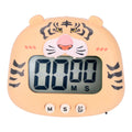 Digital Kitchen Timer Countup Countdown Cartoon Animal Sound Flash Alert Easy Operation with Stand for Cooking Teaching Yellow Tiger