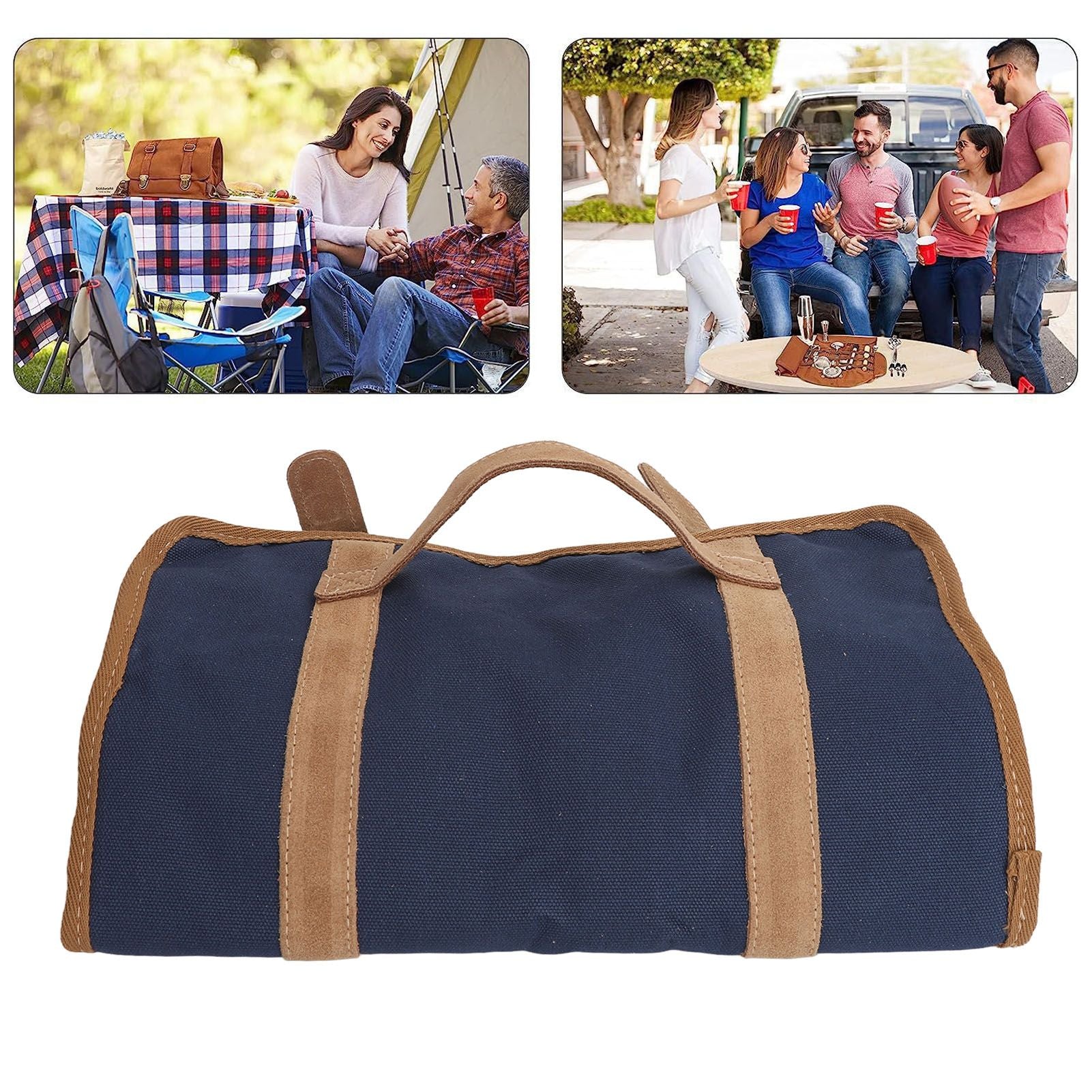 Bartending Tool Bag Portable Large Capacity Stylish Adjustable Shoulder Strap Bartender Kit Bag for Camping Parties Blue