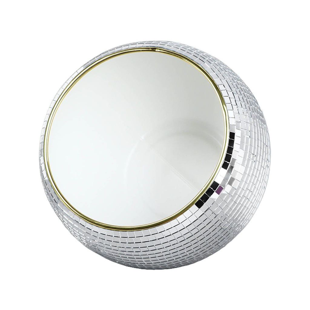 Ball Ice Bucket Plastic Beverage Tub Mirror Party Decor Bucket for Wine Cold Drinks Milky White Gold Edges