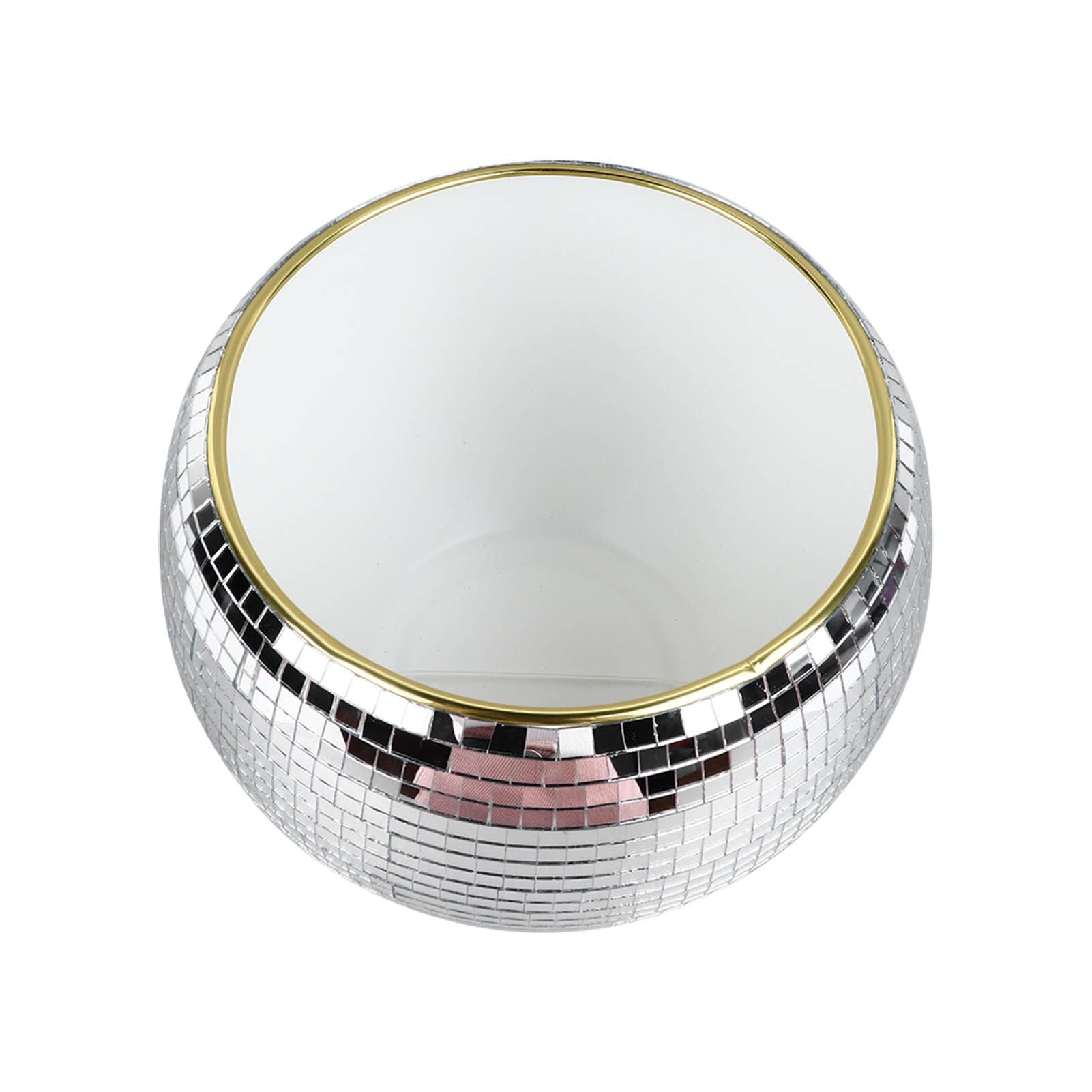 Ball Ice Bucket Plastic Beverage Tub Mirror Party Decor Bucket for Wine Cold Drinks Milky White Gold Edges