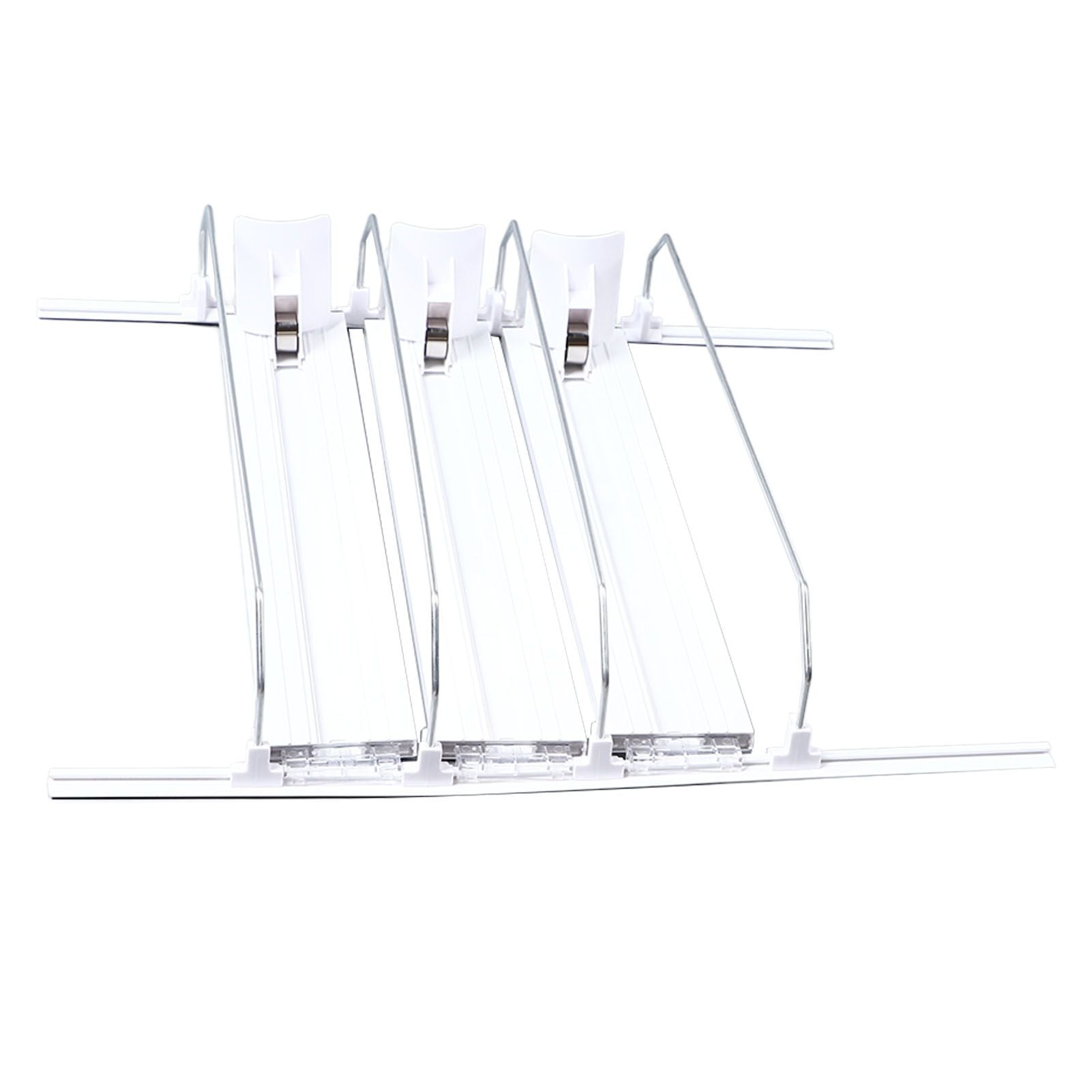 38cm Drink Organizer for Fridge Automatic Pusher Glide 12oz 16oz 20oz Soda Dispenser for Fridge Width Adjustable E Shaped 38cm White