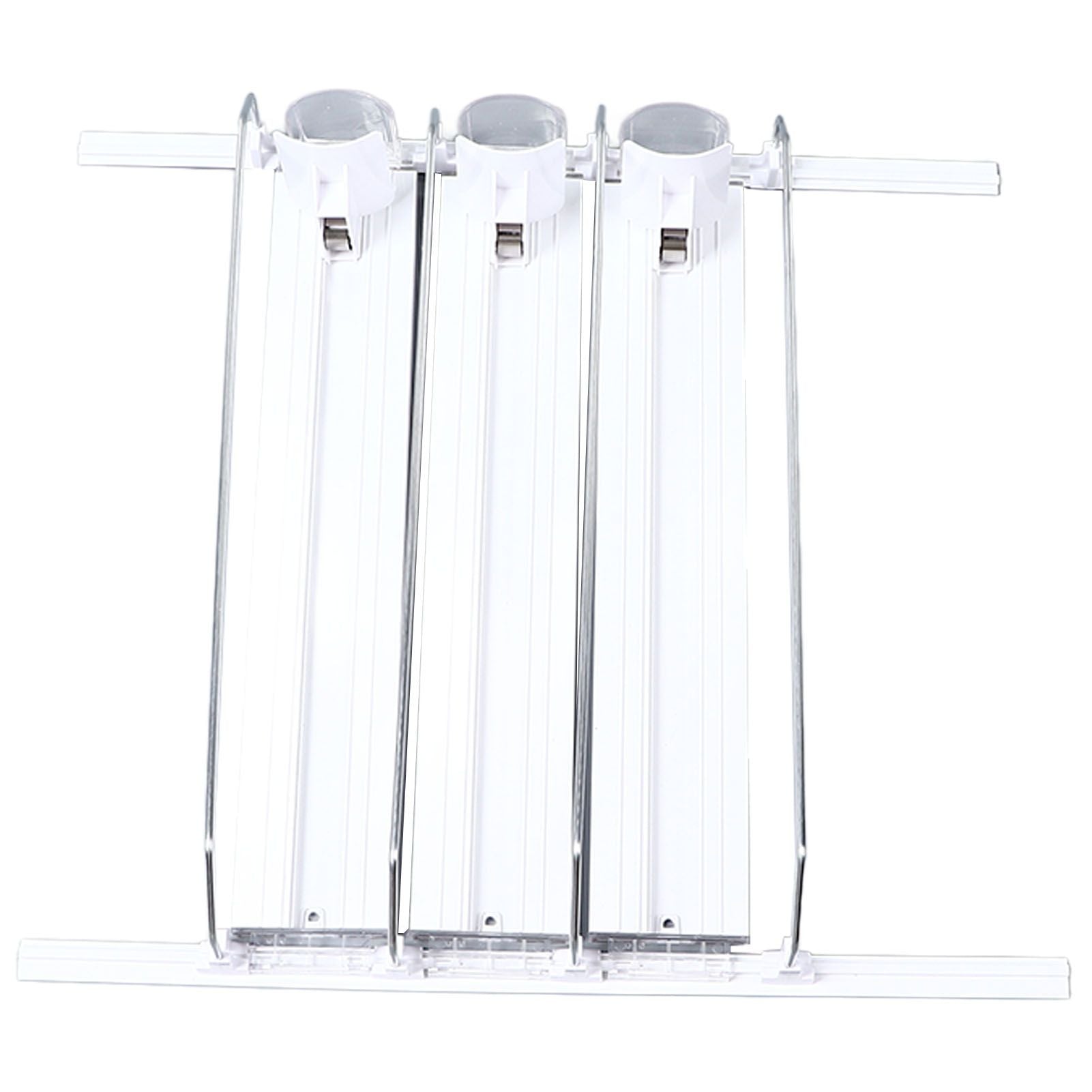 38cm Drink Organizer for Fridge Automatic Pusher Glide 12oz 16oz 20oz Soda Dispenser for Fridge Width Adjustable E Shaped 38cm White