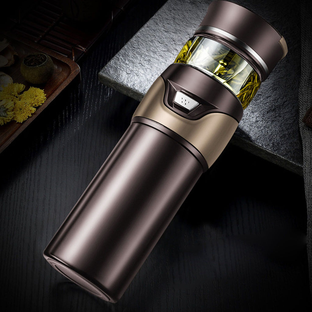 Tea Bottle with Infuser Tea Tumbler Stainless Steel Double Layer Insulated Cup for Men Daily Office Home Grey