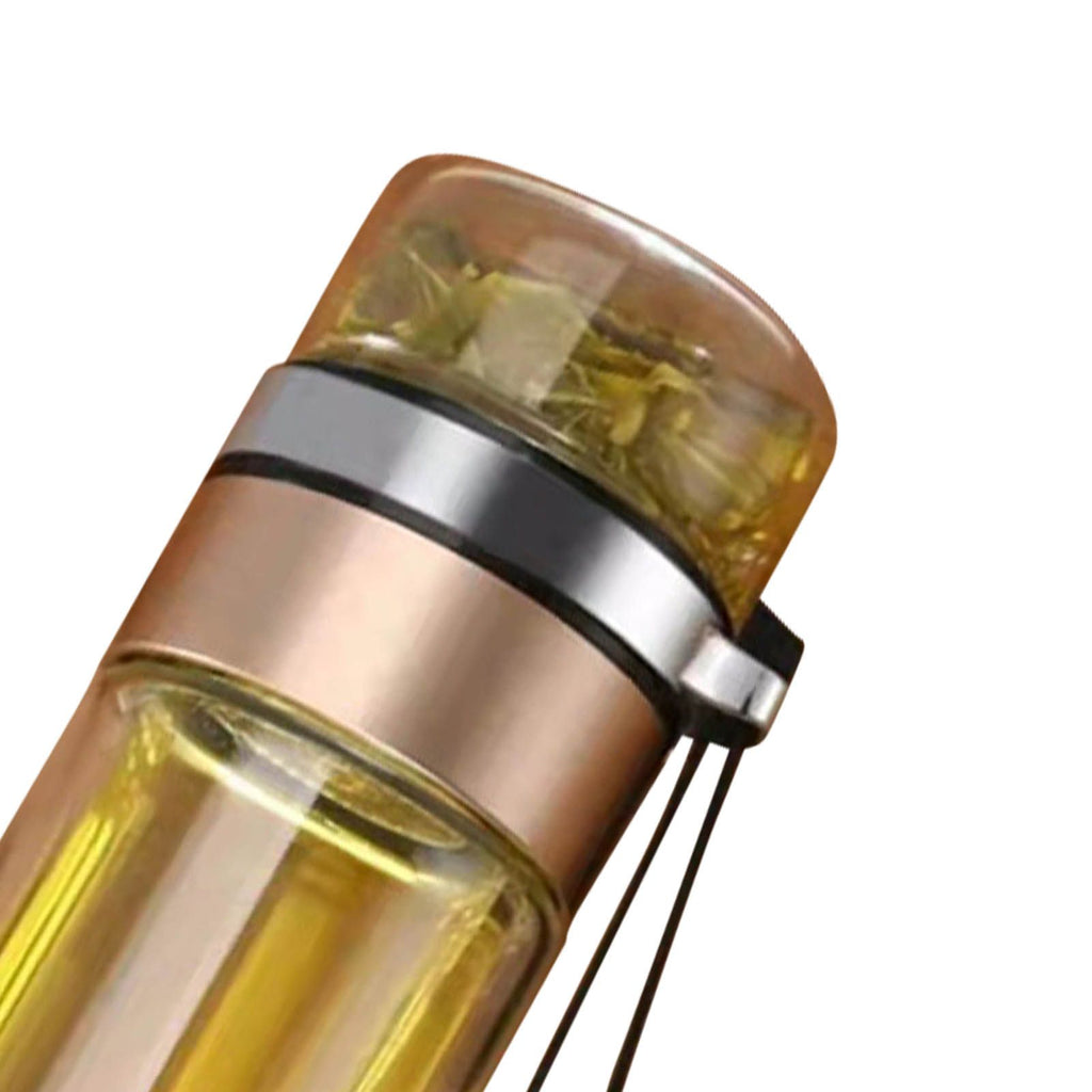Glass Transparent Tea Bottle Portable Tea Water Bottle Tea and Water Separation Bottle Gold