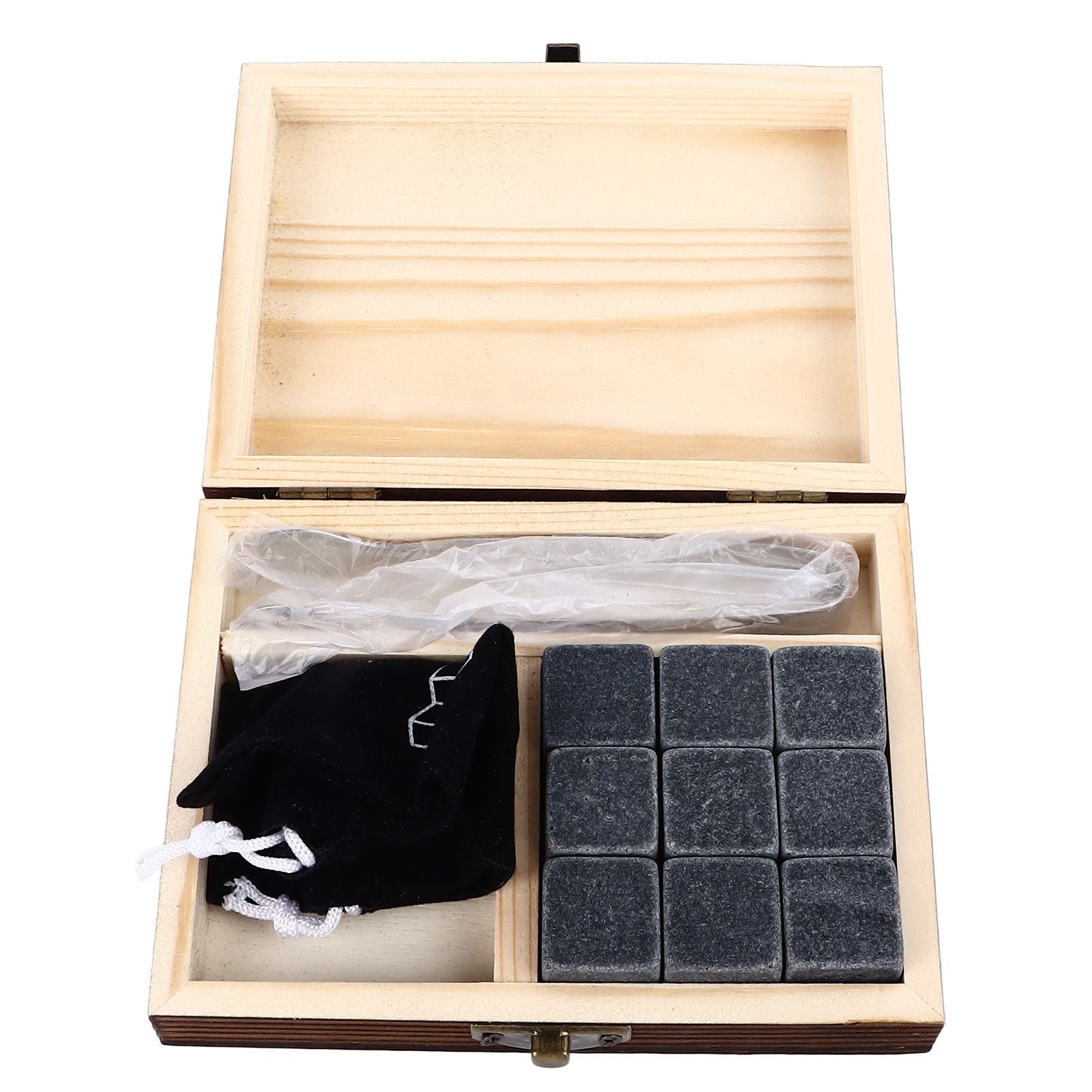 Whisky Stones Cube Shaped Granite Chilling Whiskey Rocks Set Recyclable Quick Drying Whisky Stones with Pine Box