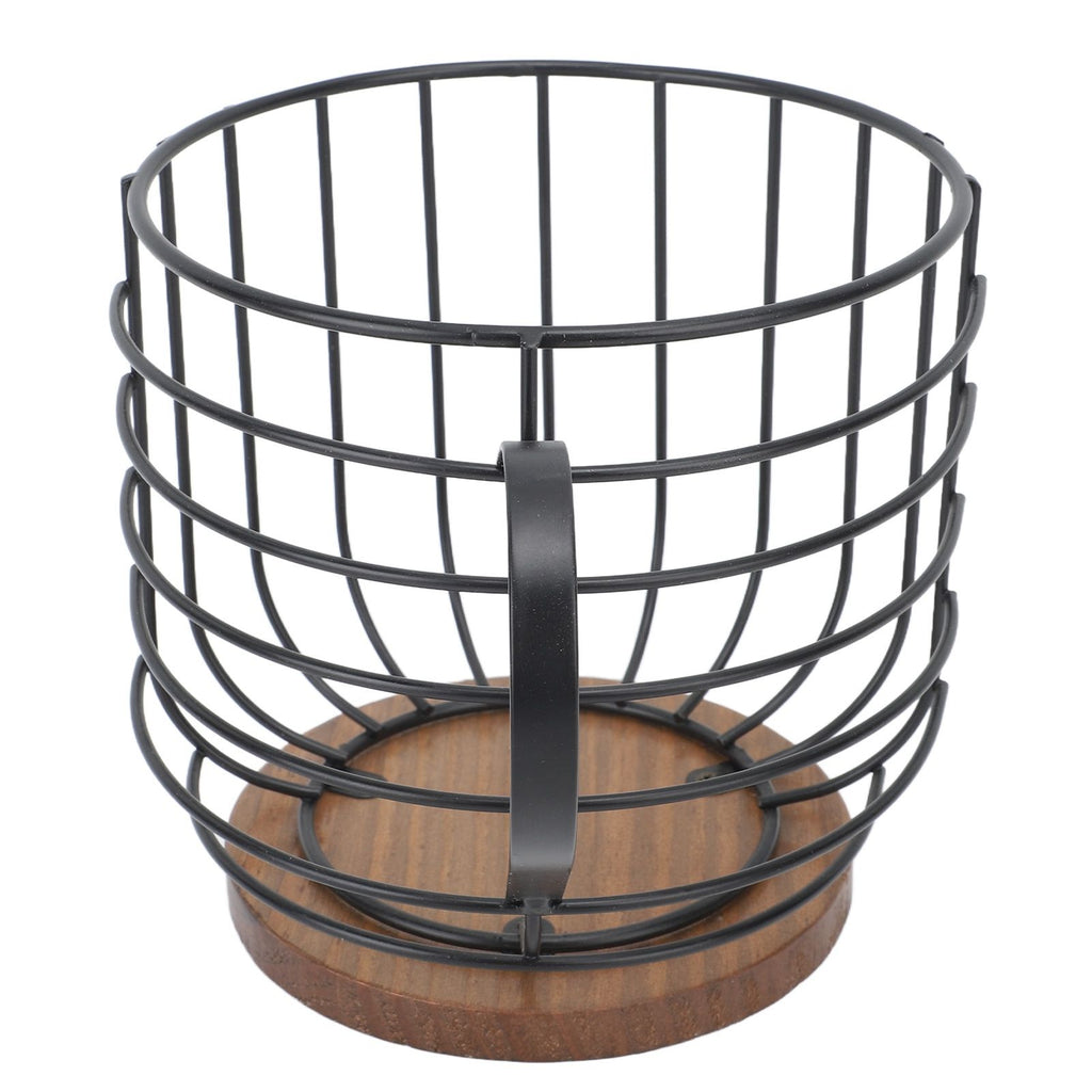 Coffee Pod Holder Iron Large Capacity Space Saving Wooden Base Coffee Pods Storage Organizer for Home Coffee Bar Black with Lid