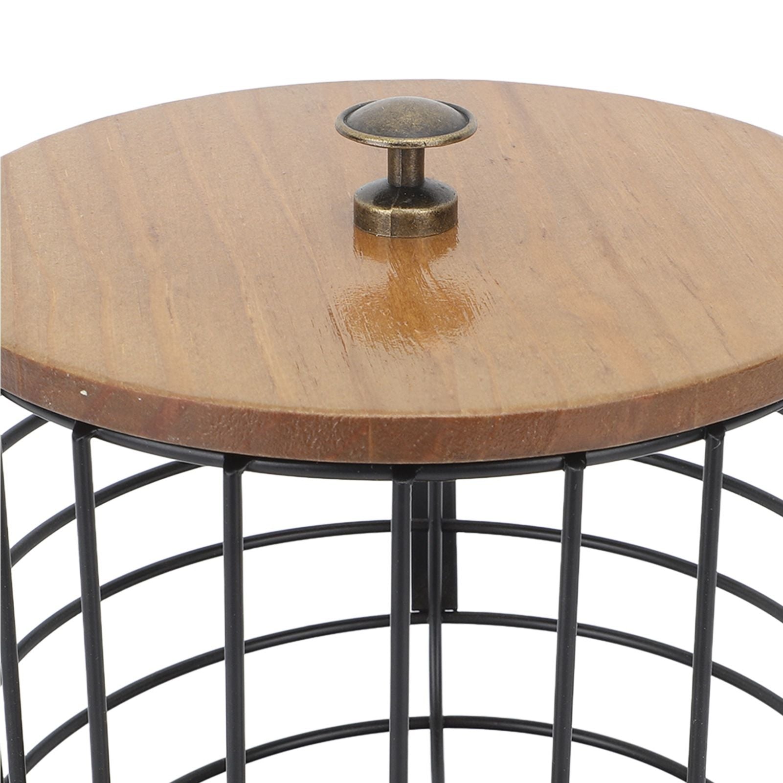 Coffee Pod Holder Iron Large Capacity Space Saving Wooden Base Coffee Pods Storage Organizer for Home Coffee Bar Black with Lid