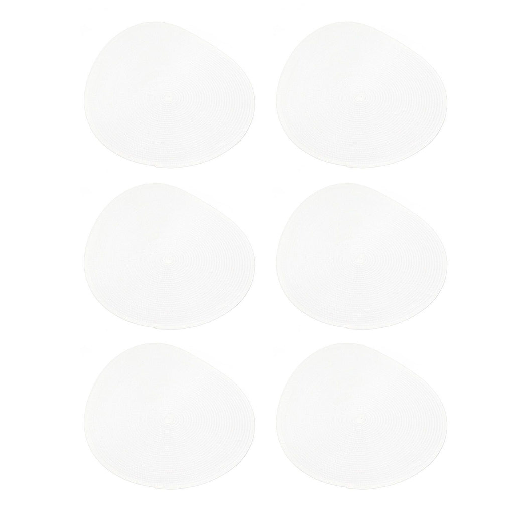 6PCS Round Placemat Woven White Table Mat Heat Insulation Easy to Clean Versatile Dining Accessory for Home Kitchen Decor