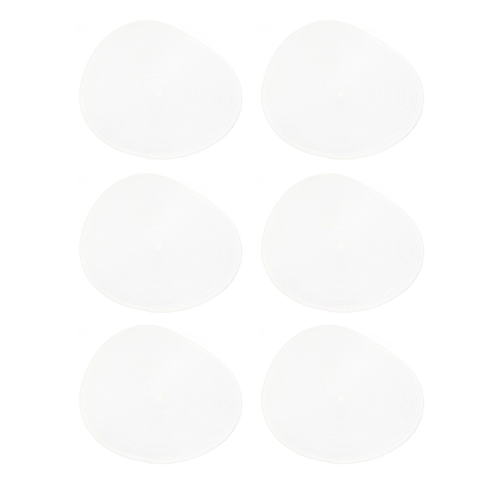 6PCS Round Placemat Woven White Table Mat Heat Insulation Easy to Clean Versatile Dining Accessory for Home Kitchen Decor