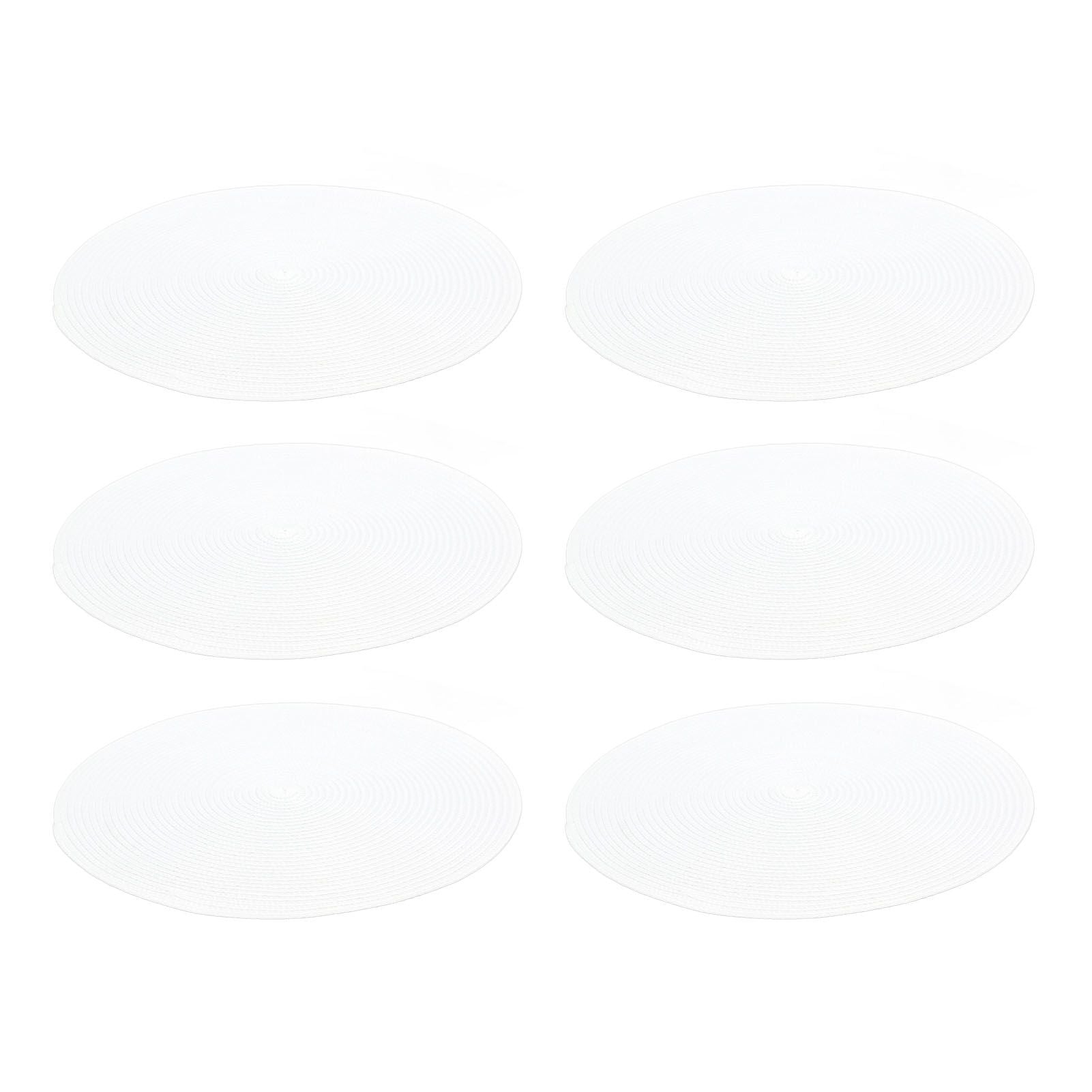 6PCS Round Placemat Woven White Table Mat Heat Insulation Easy to Clean Versatile Dining Accessory for Home Kitchen Decor
