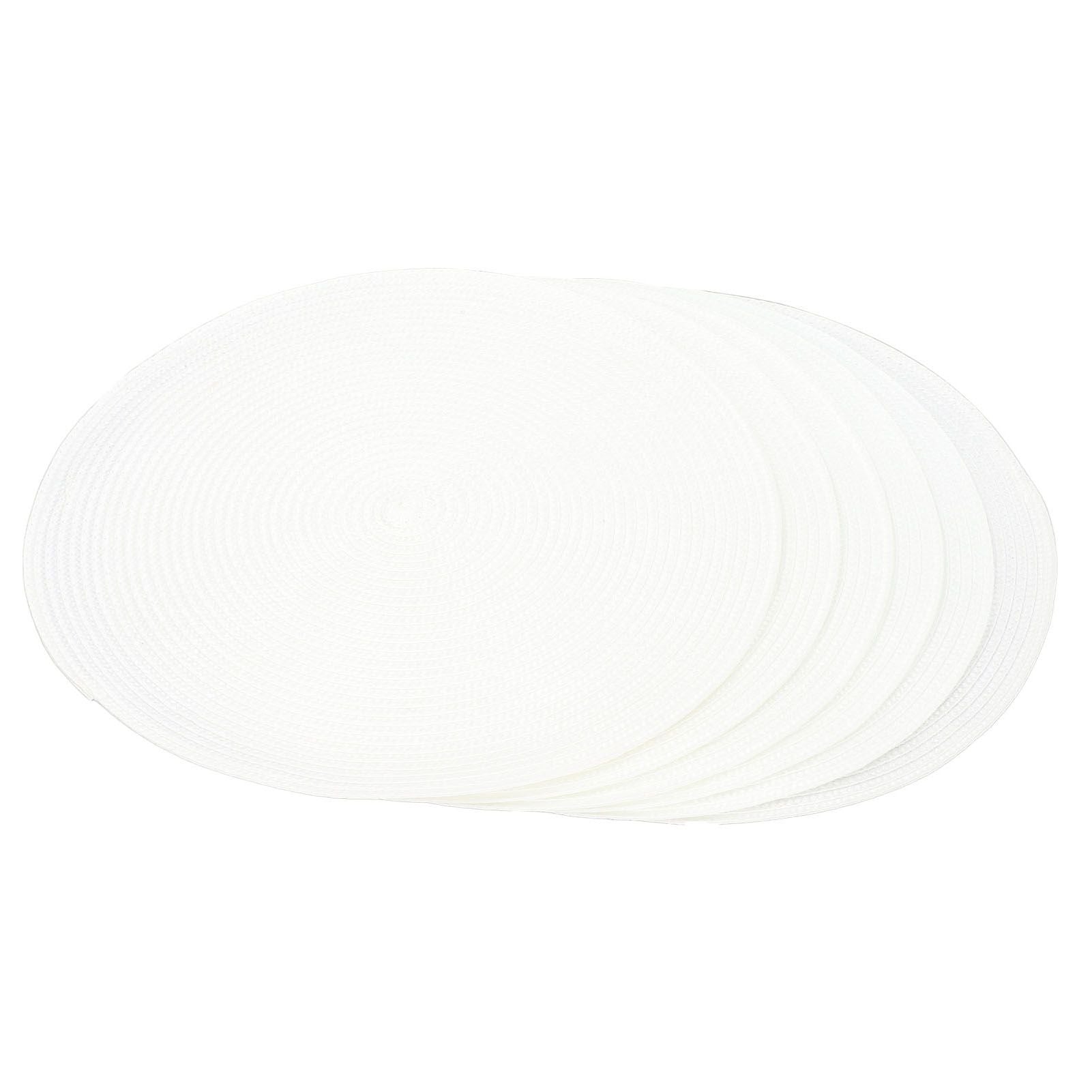 6PCS Round Placemat Woven White Table Mat Heat Insulation Easy to Clean Versatile Dining Accessory for Home Kitchen Decor