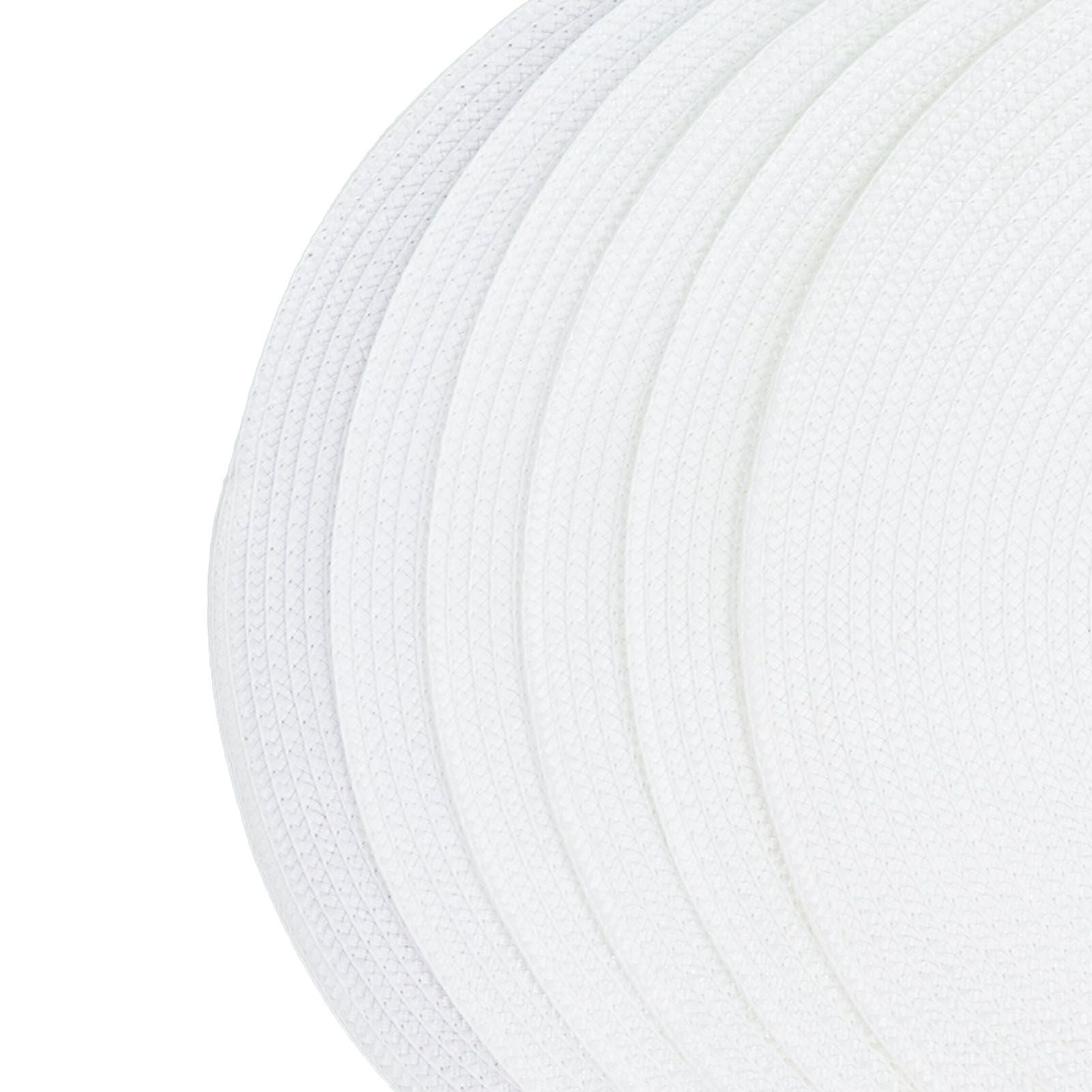 6PCS Round Placemat Woven White Table Mat Heat Insulation Easy to Clean Versatile Dining Accessory for Home Kitchen Decor