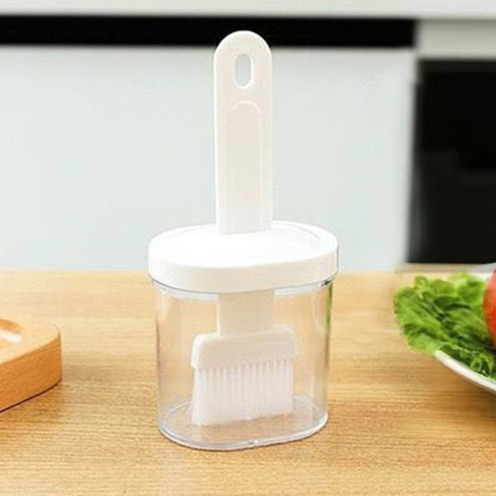 Integrated Silicone Oil Bottle Brush Olive Oil Dispenser Bottle with Silicone Brush for Cooking Baking Barbecue Pickling White