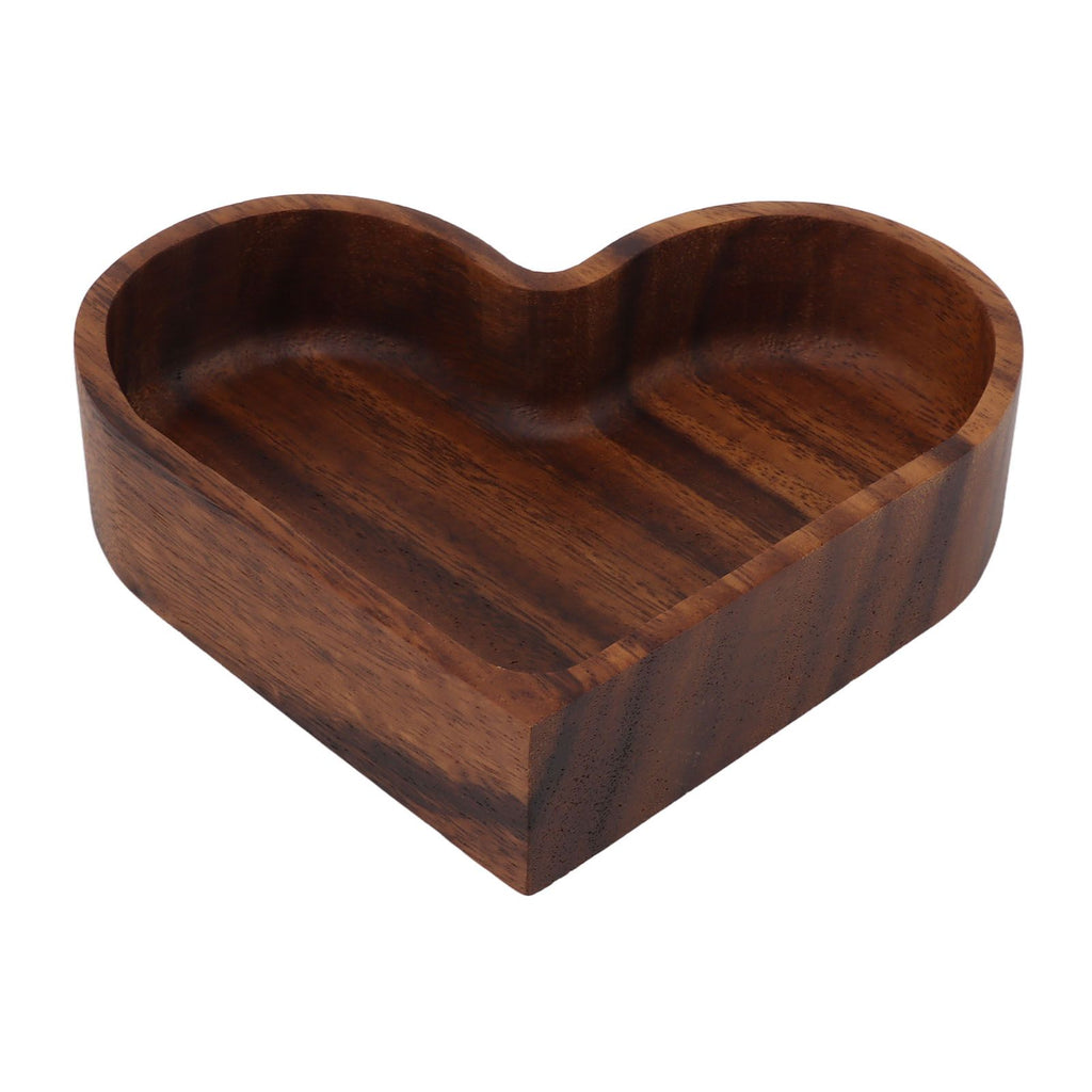 Walnut Fruit Plate Smooth Textured Elegant Wood Serving Tray for Snack Fruit Nut Kitchen Utensils Heart 14.5x14.5cm