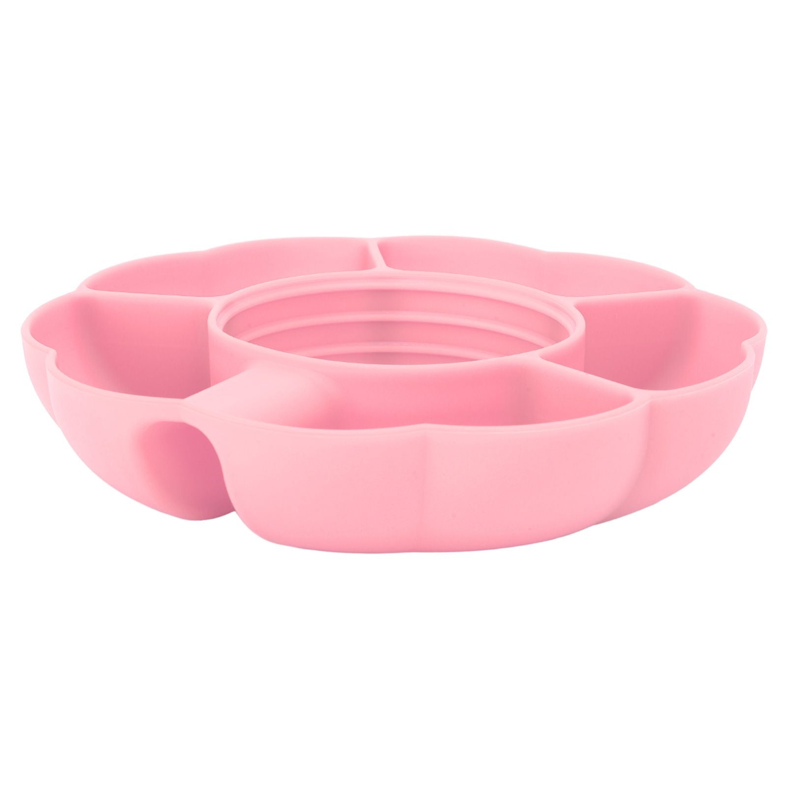 5 Grid Silicone Divided Serving Tray Snack Divider Divided Container Round Serving Platter for 40oz Cup Pink