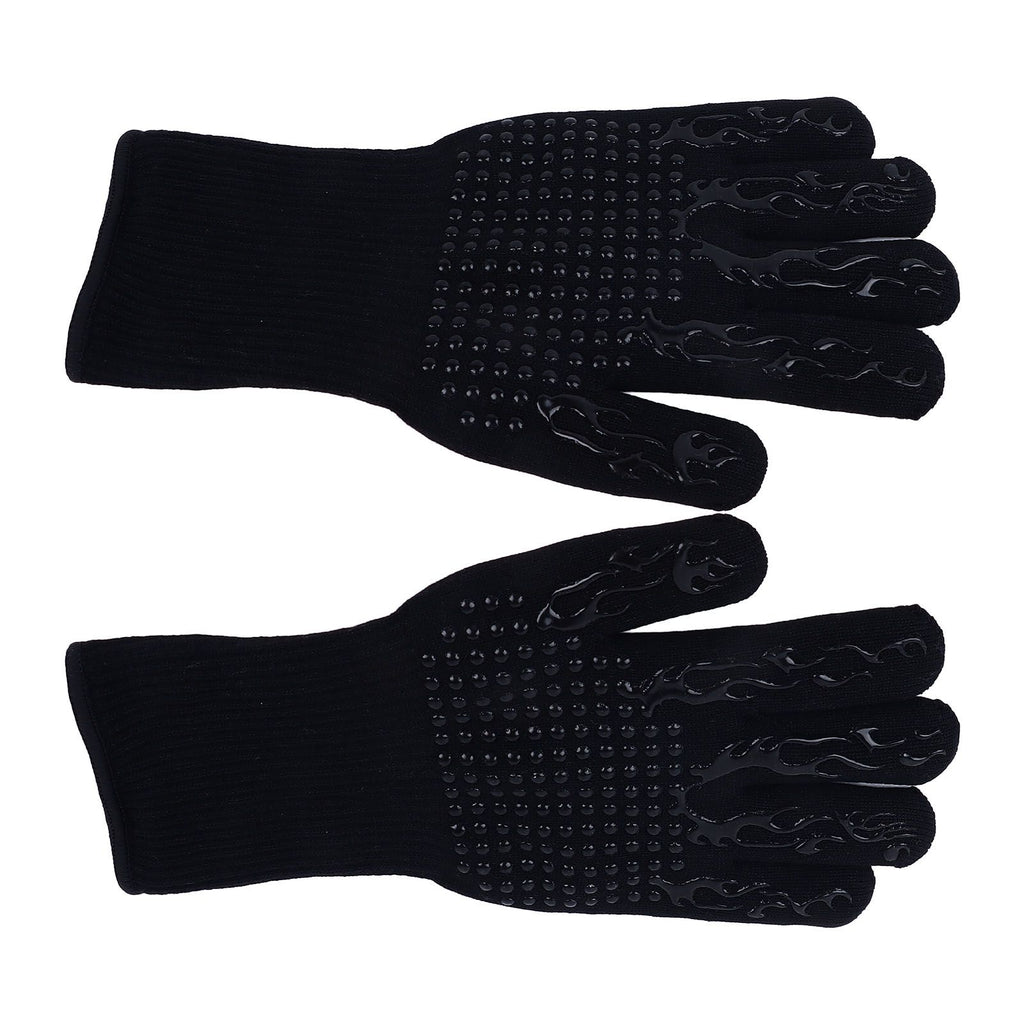 BBQ Gloves Fireproof Heat Resistant Prevent Slip Grilling Gloves for Microwave Oven Barbecue Baking Black
