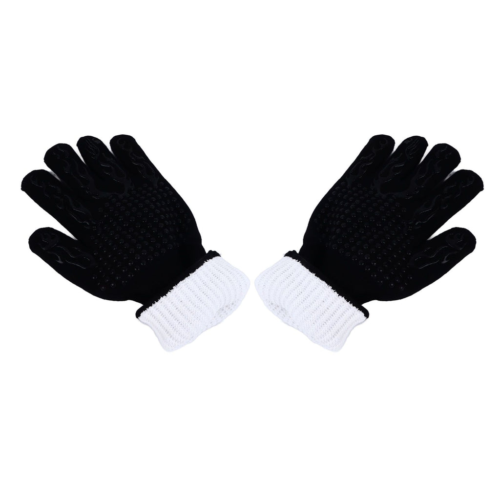 BBQ Gloves Fireproof Heat Resistant Prevent Slip Grilling Gloves for Microwave Oven Barbecue Baking Black