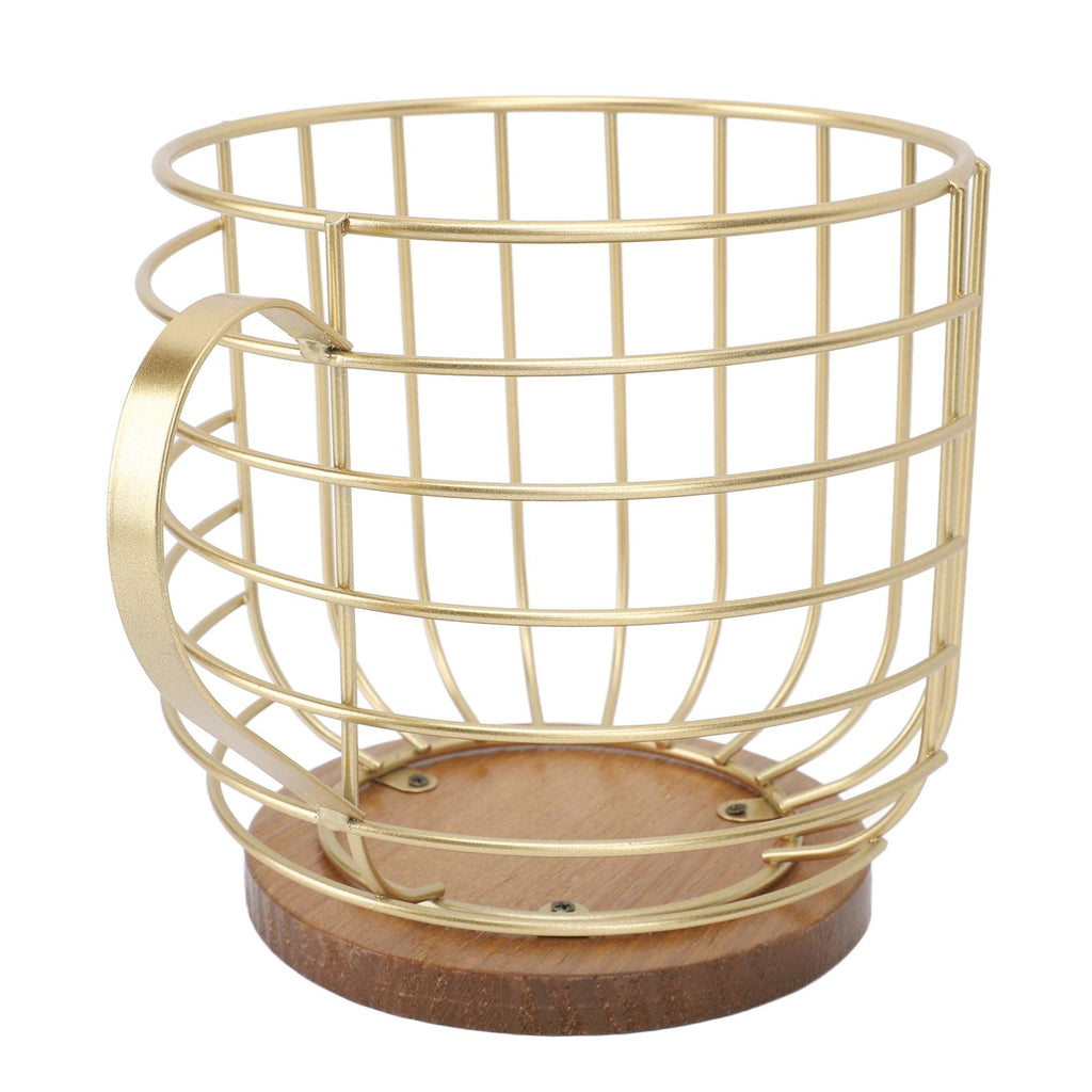 Mug Shape Coffee Pod Holder Coffee Capsule Storage Basket for Counter Coffee Bar Tabletop Kitchen Living Room Wordless Gold