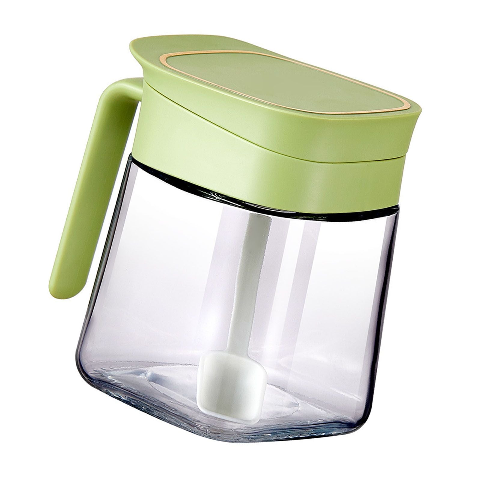 Spice Jar Glass Transparent Salt Sugar Pepper Seasoning Container Bottle for Home Kitchen Green