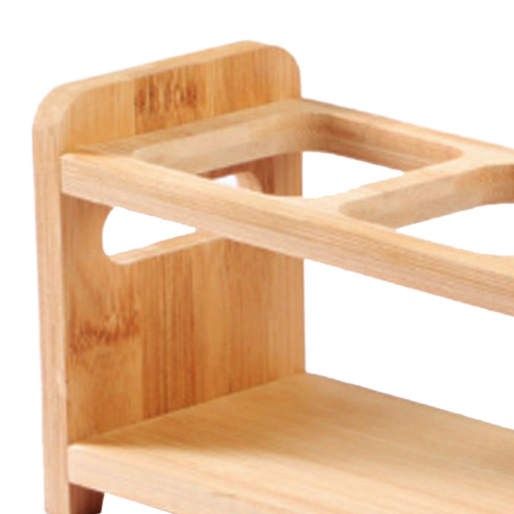 Seasoning Storage Stand Bamboo Wood 4 Holes Multifunctional Anti Slip Space Saving Oil Bottle Rack Kitchen Supplies Square Slots
